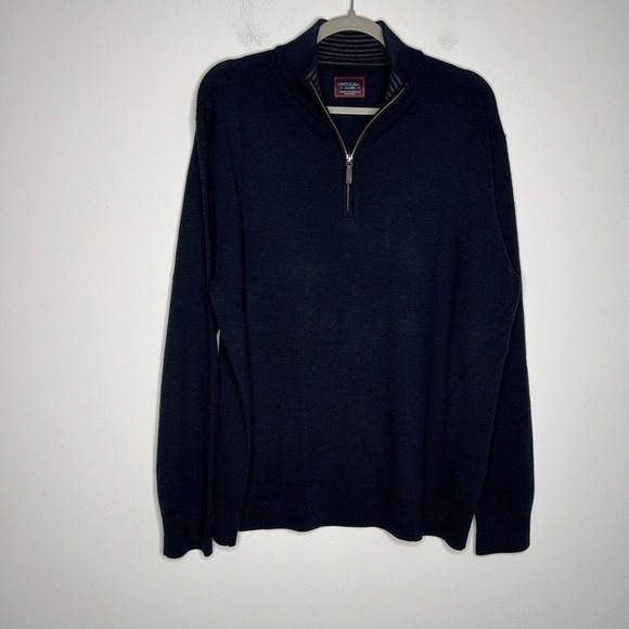 Untuckit Mens Pullover 1/4 Zip Pullover Sweater Merino Wool Size XL Navy Blue - Picture 5 of 11